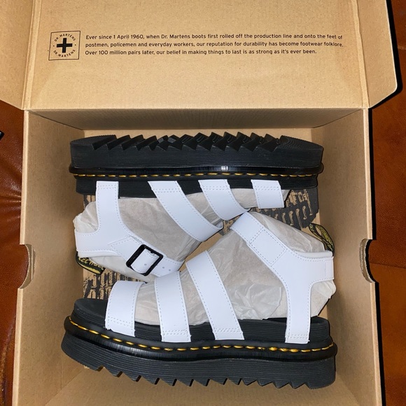 Dr. Martens Shoes New Dr Marten White Blaire Hydro Leather Strap